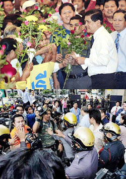 ภาพประกอบ ข่าวสาร ข่าวทั่วไป : ม็อบรัก ?วาสนา? อาละวาดรื้อเต็นท์ม็อบไล่ ชกพันธมิตร-ตีสื่อ
